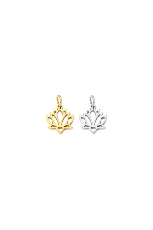 Stainless Steel Cut-Out Lotus Flower Charm