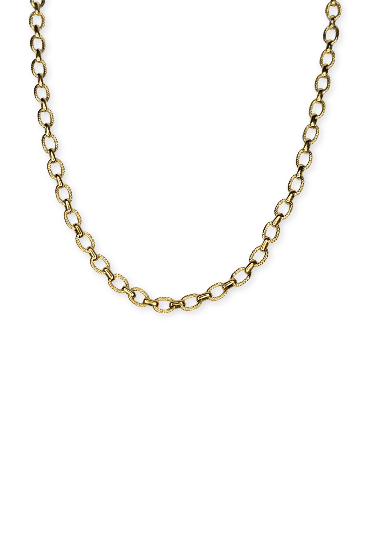 Stainless Steel Fancy Twist-Textured Link Cable Chain 15.75" Necklace- Gold or Silver!