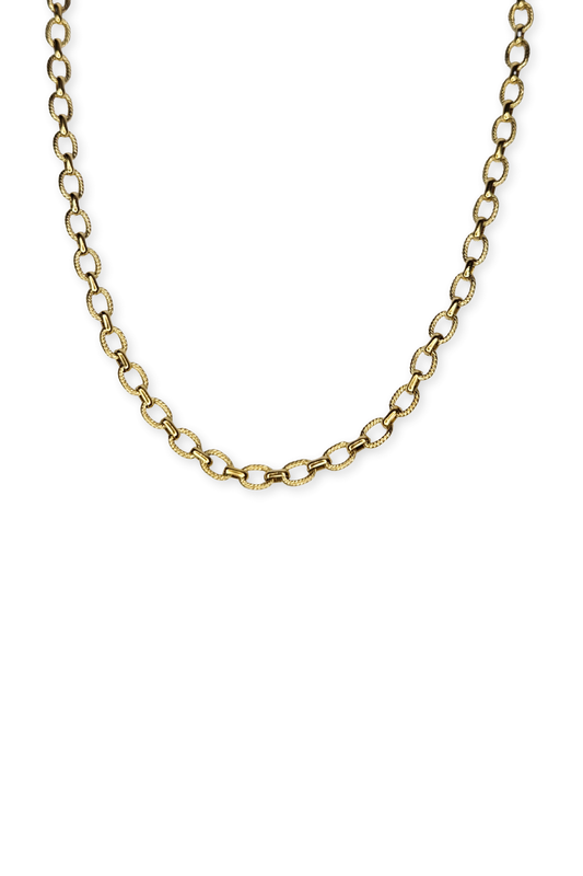 Stainless Steel Fancy Twist-Textured Link Cable Chain 15.75" Necklace- Gold or Silver!