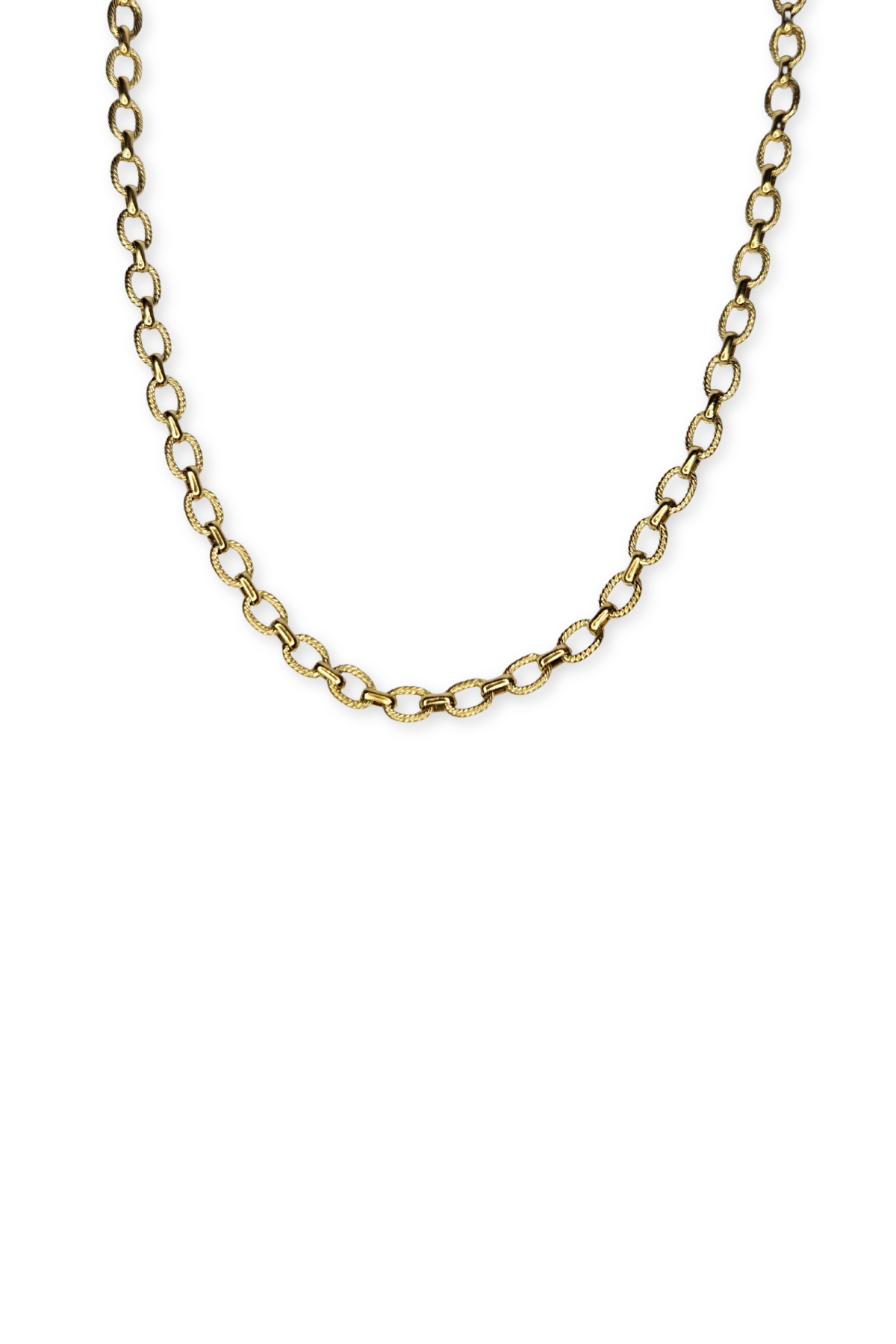 Stainless Steel Fancy Twist-Textured Link Cable Chain 15.75" Necklace- Gold or Silver!