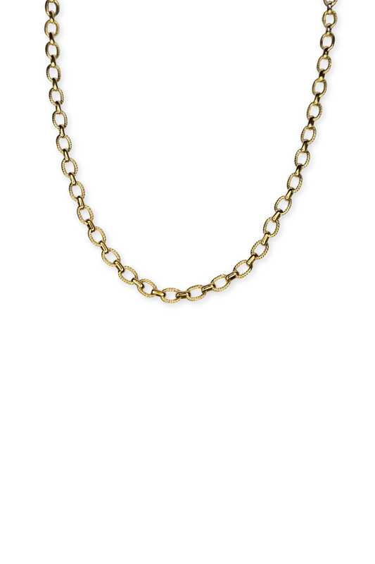 Stainless Steel Fancy Twist-Textured Link Cable Chain 15.75" Necklace- Gold or Silver!