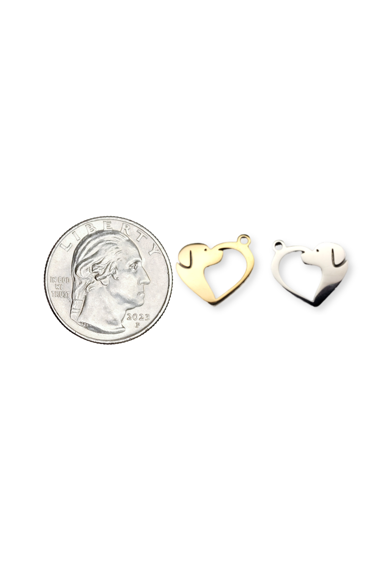 Stainless Steel Half Dog & Heart Cut-Out Charm