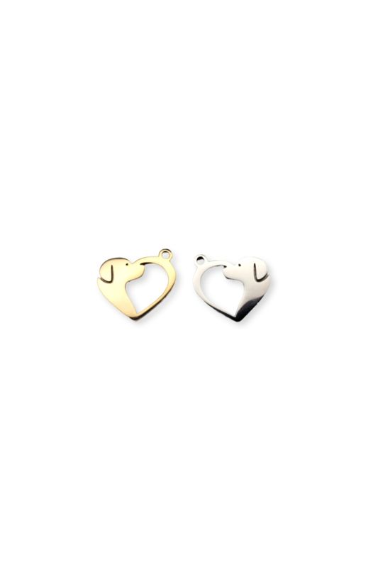 Stainless Steel Half Dog & Heart Cut-Out Charm