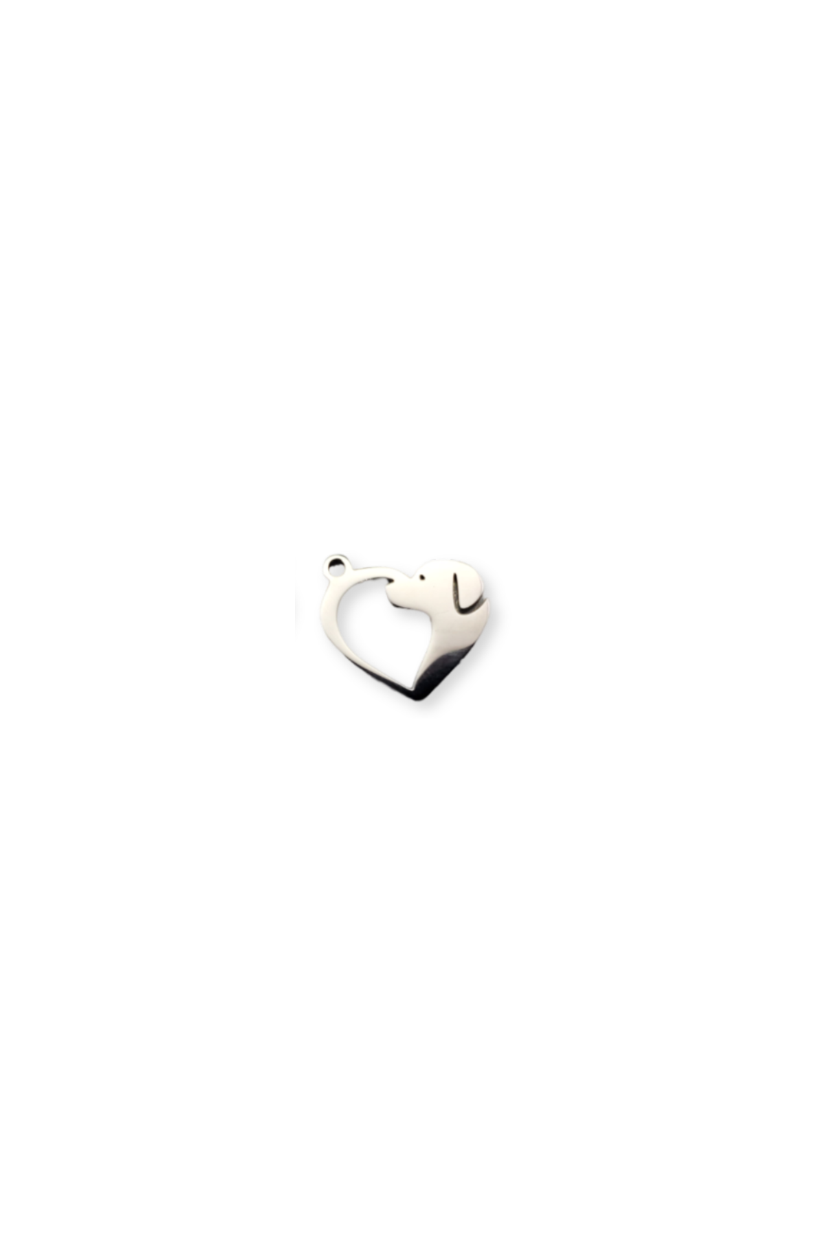 Stainless Steel Half Dog & Heart Cut-Out Charm