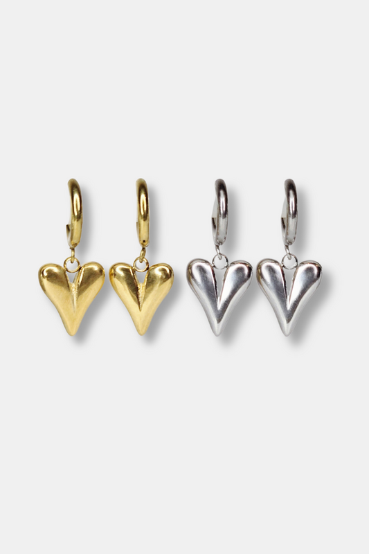 Stainless Steel Heart Shaped Huggie Earrings-Tarnish Resistant-Water Resistant-Minimalist