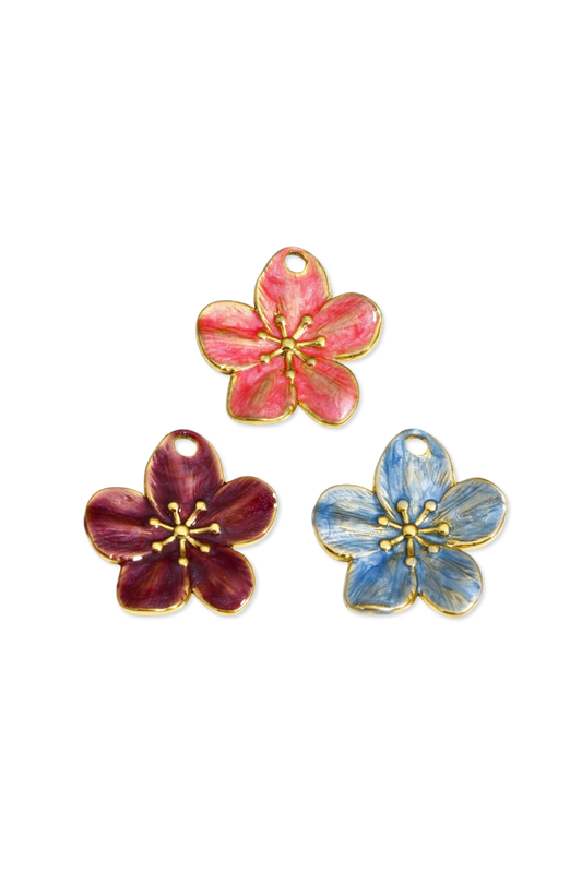 Stainless Steel Large Enamel Flower Charm