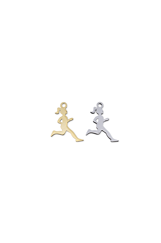 Stainless Steel Runner Girl Charm