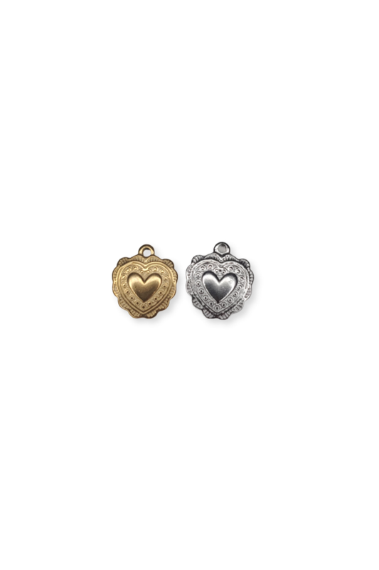 Stainless Steel Scalloped Heart Charm