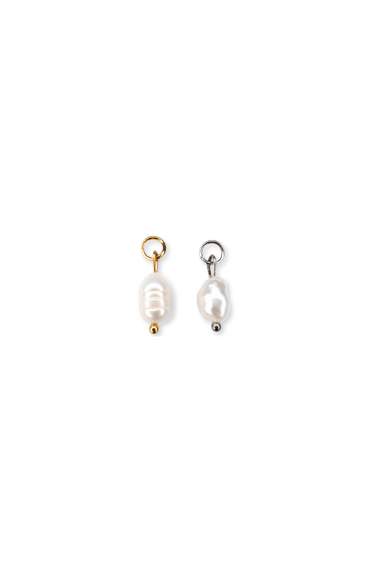 Stainless Steel & Natural Baroque Pearl Charm