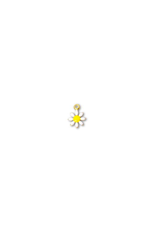 Stainless Steel Dainty Enamel Flower Charm in Gold