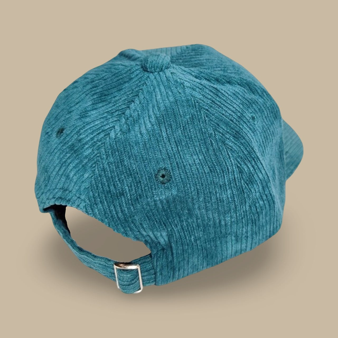 Teal corduroy and orange embroidered pumpkin spice baseball hat