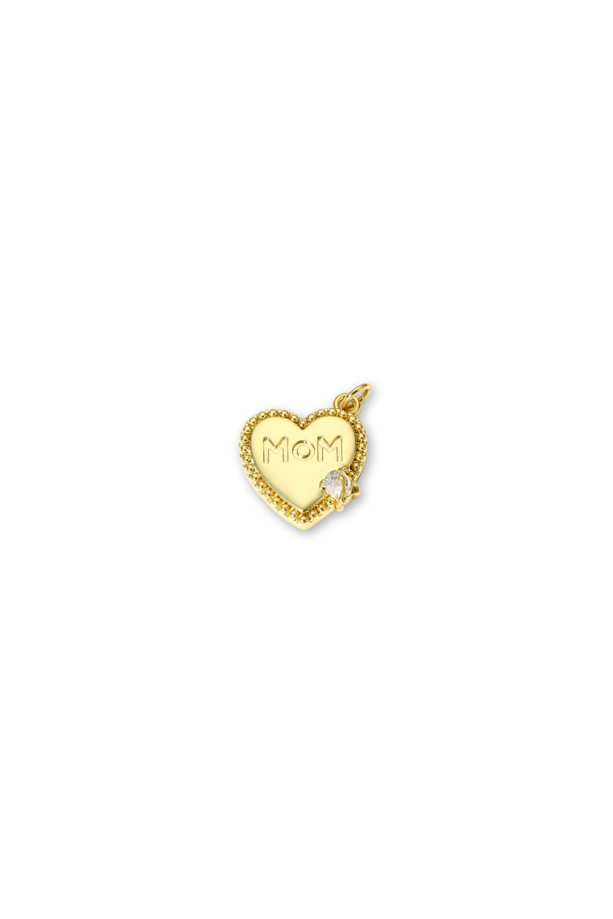 Heart-Shaped Texture Detail CZ Accent Mom Charm