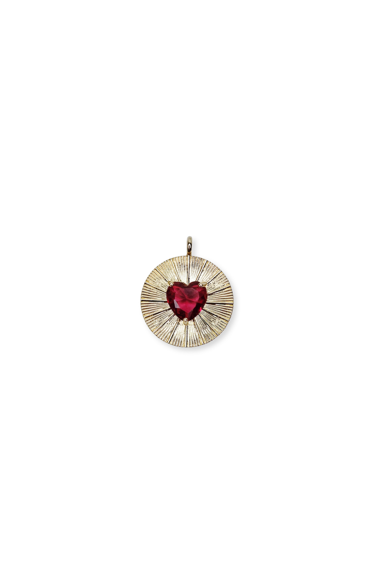 Textured Disk Cubic Zirconia Heart Charm