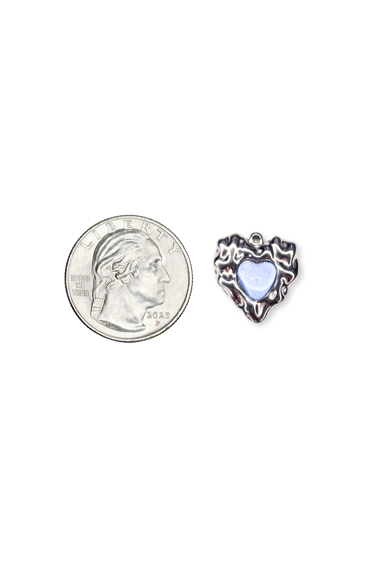 Textured Heart with Stone Charm