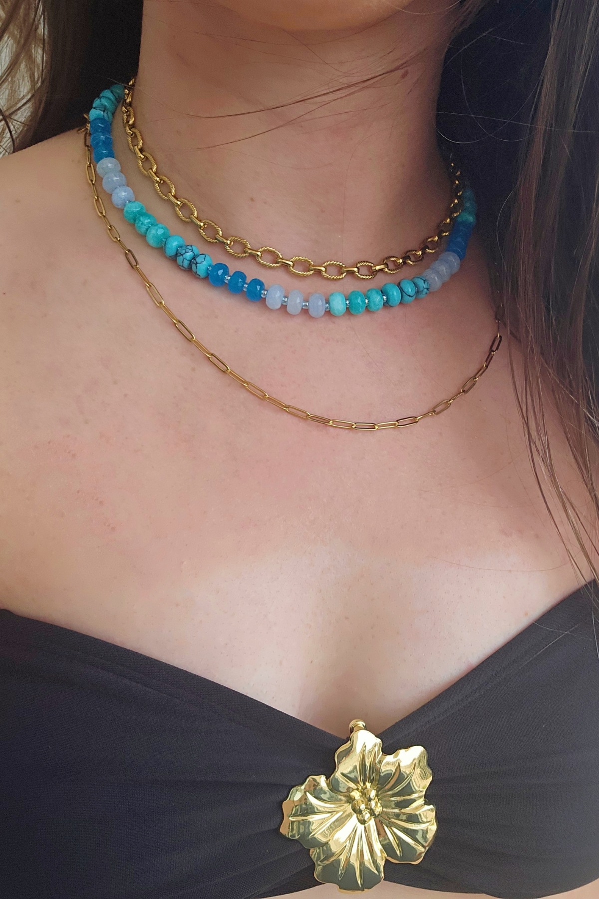 Vibrant Blue 16.75" Rondelle Beaded Necklace