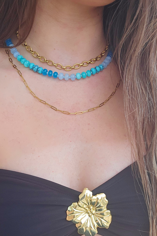 Vibrant Blue 16.75" Rondelle Beaded Necklace