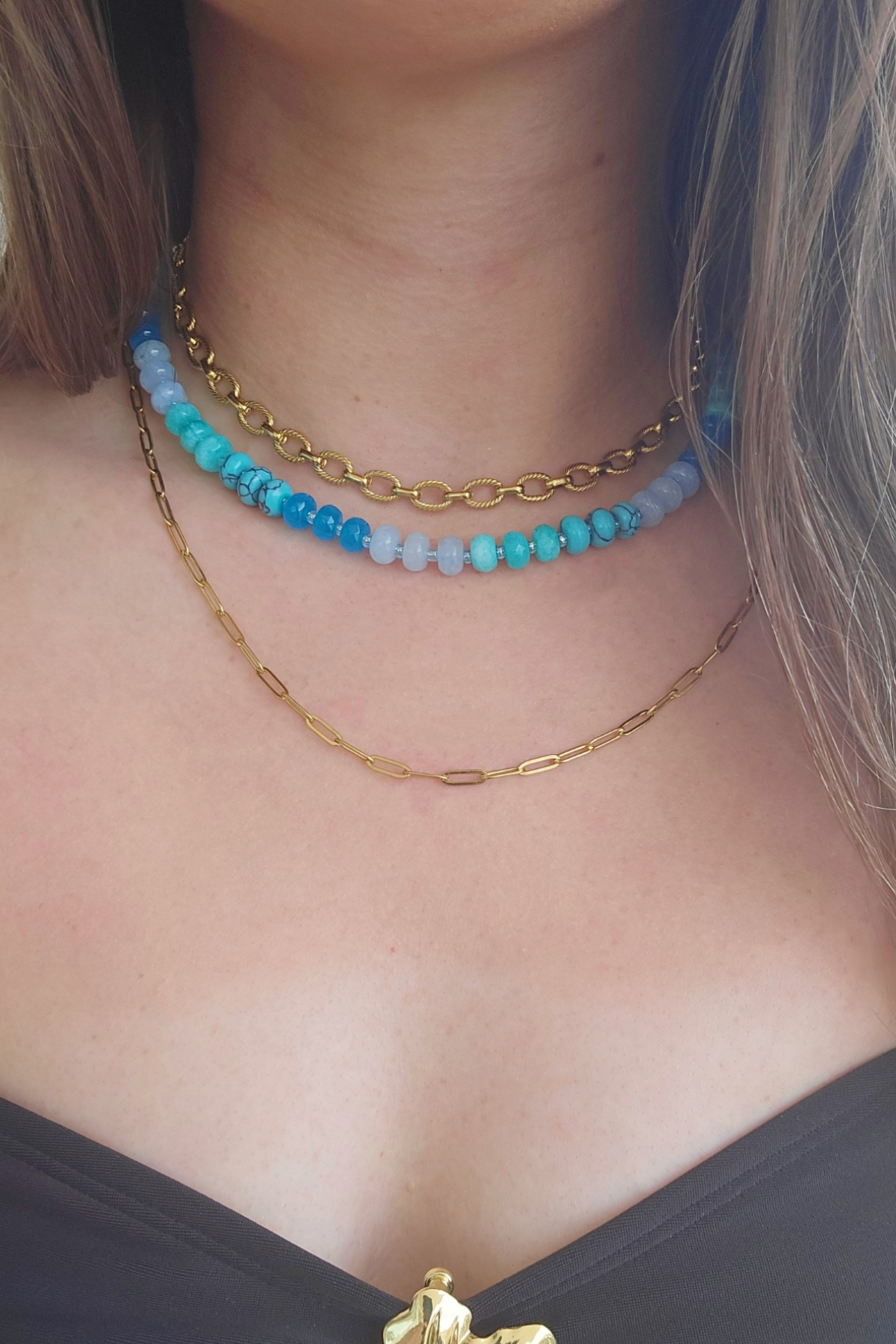Vibrant Blue 16.75" Rondelle Beaded Necklace